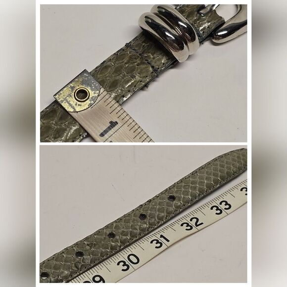 NOT FOR SALE Vintage 80s Genuine Snakeskin Waist Belt By Leather Shop Olive Gray - Picture 7 of 7
